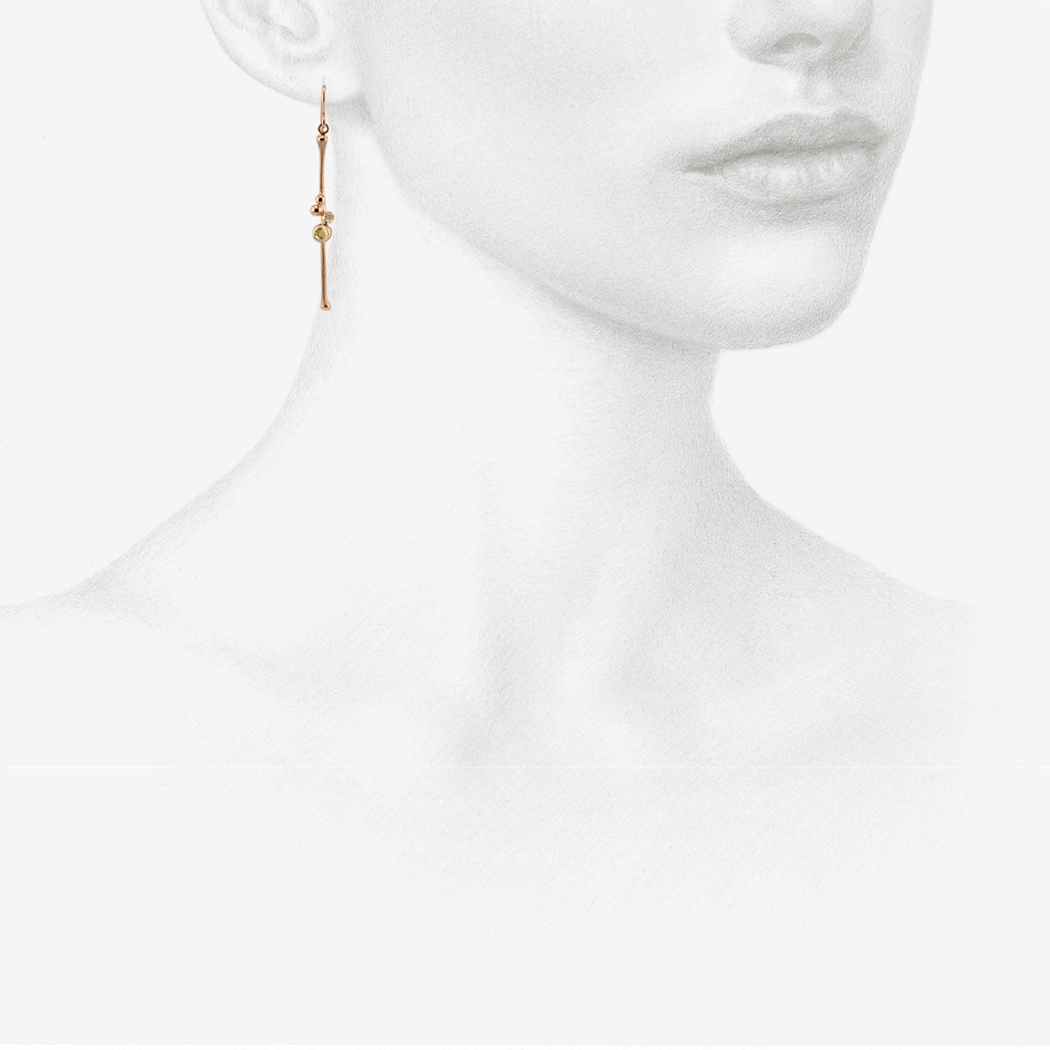 NICOLE LANDAW 14K & MONTANA SAPPHIRE SHORT BLOSSOM STICK EARRINGS WITH DIAMONDS