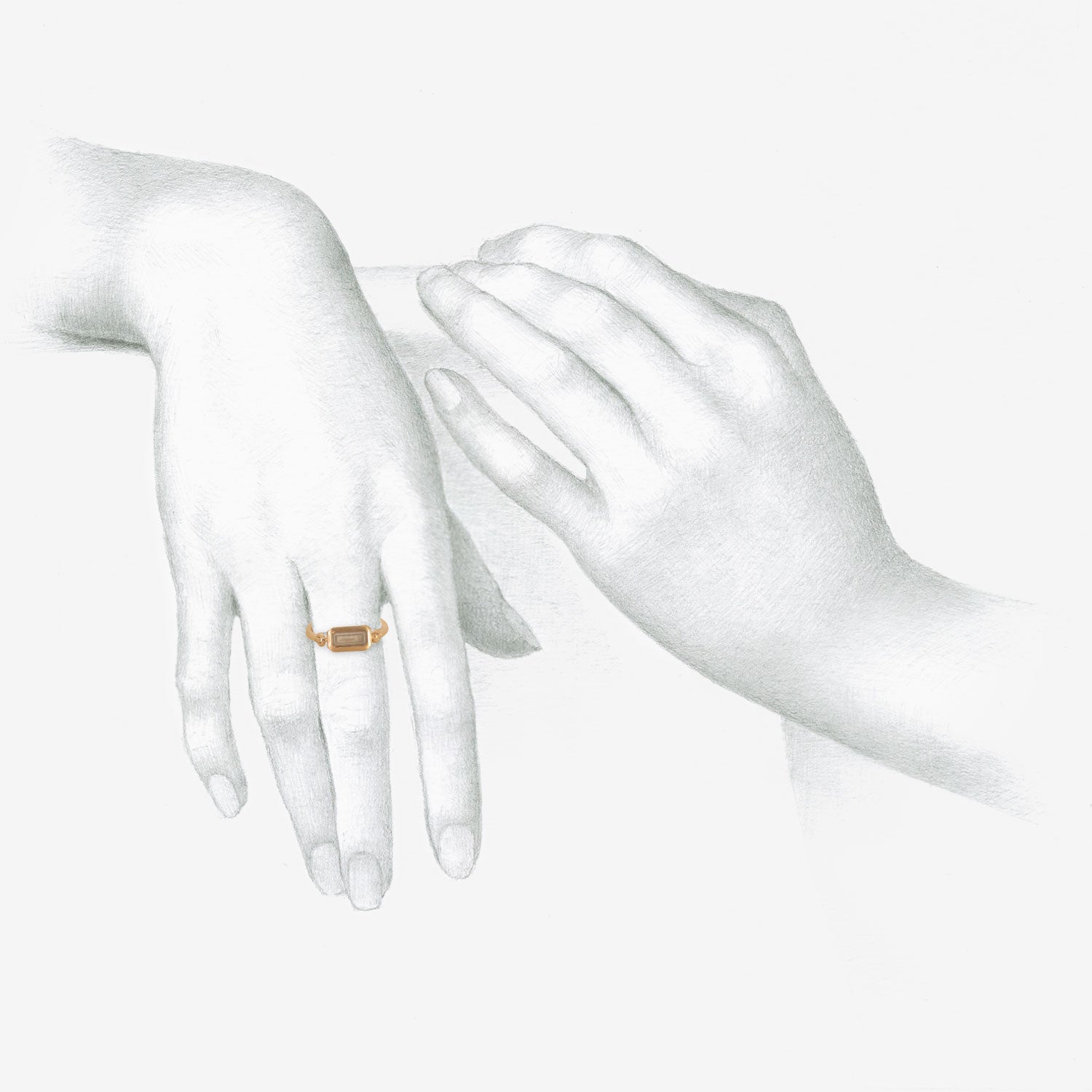 NICOLE LANDAW 14K & GREY BAGUETTE DIAMOND EMPIRE RING, .71CT