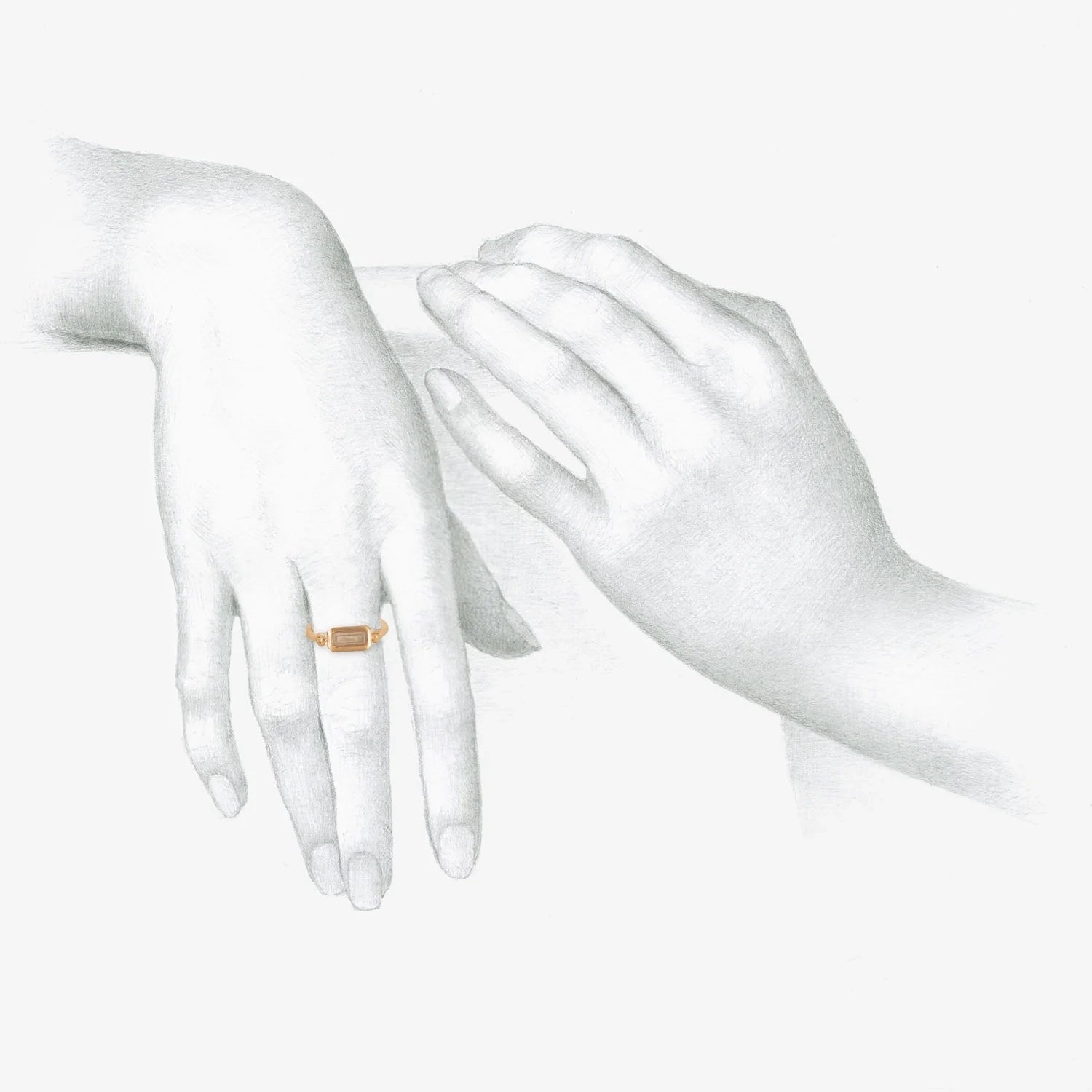 NICOLE LANDAW 14K & GREY BAGUETTE DIAMOND EMPIRE RING, .71CT