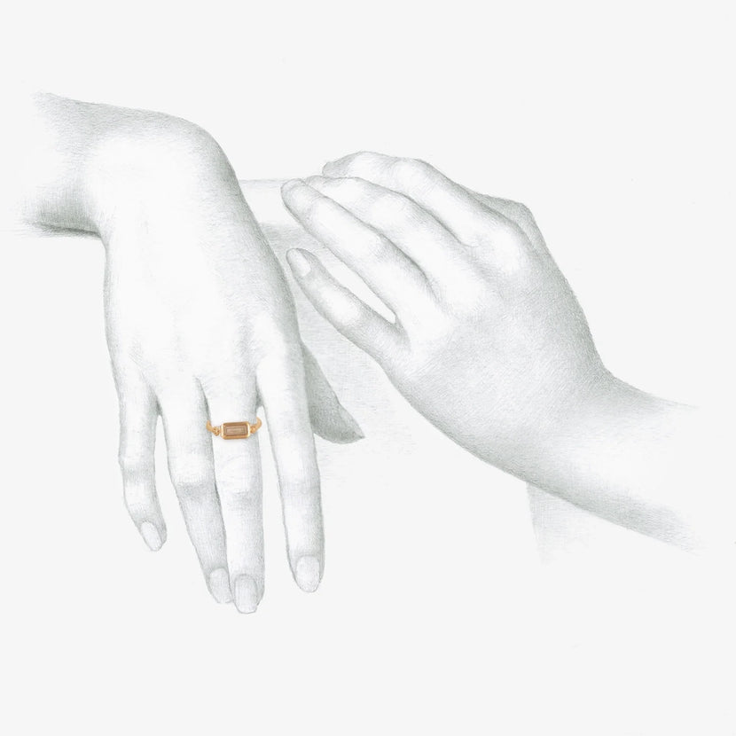 NICOLE LANDAW 14K & GREY BAGUETTE DIAMOND EMPIRE RING, .71CT