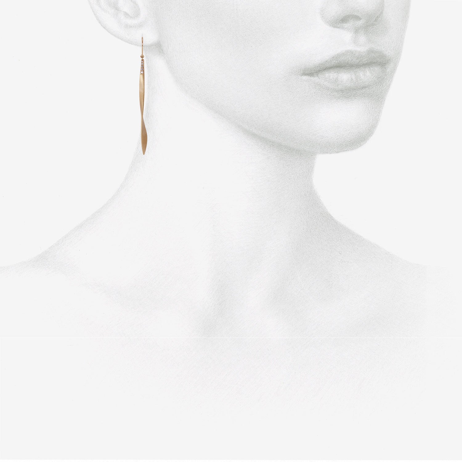 NICOLE LANDAW 14K TWIST SAIL DROP EARRINGS WITH DIAMOND PAVE, .10CT