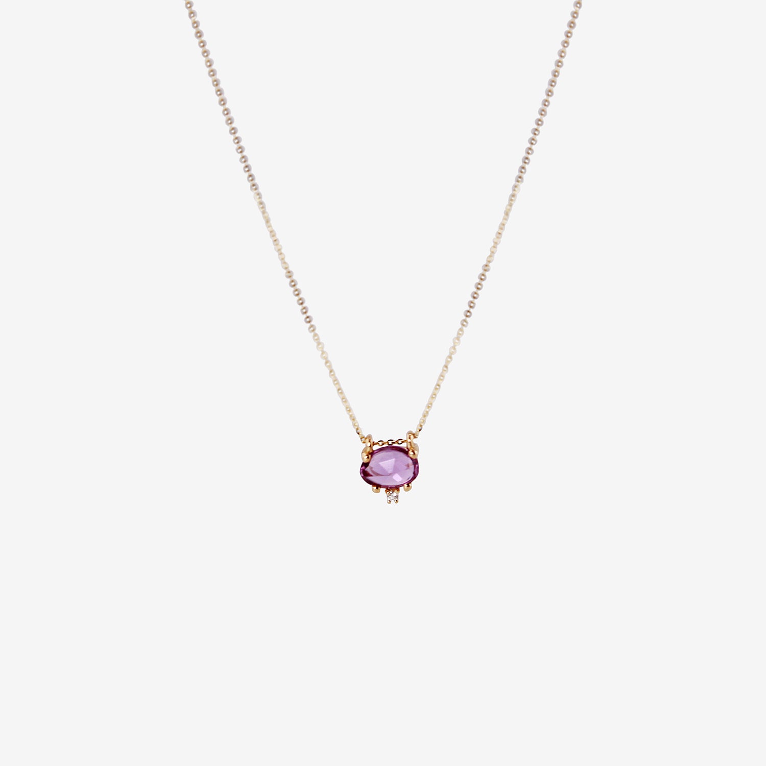 NICOLE LANDAW 14K & ROSE-CUT MAGENTA SAPPHIRE SLIDER PENDANT WITH DIAMOND, .02CT