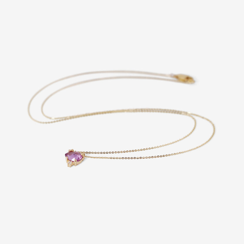NICOLE LANDAW 14K & ROSE-CUT MAGENTA SAPPHIRE SLIDER PENDANT WITH DIAMOND, .02CT