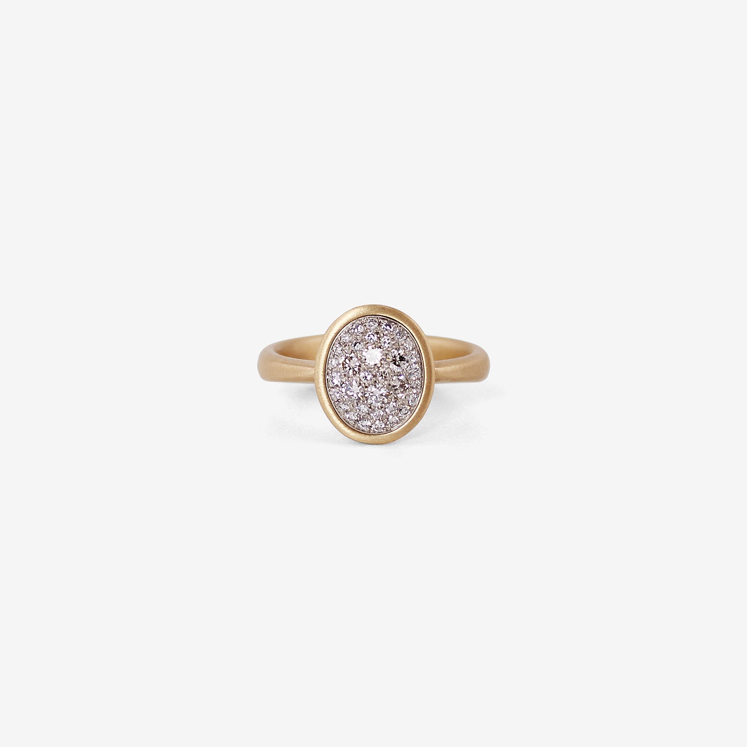 NICOLE LANDAW 14K & PLATINUM OVAL PAVE RING, .38CT