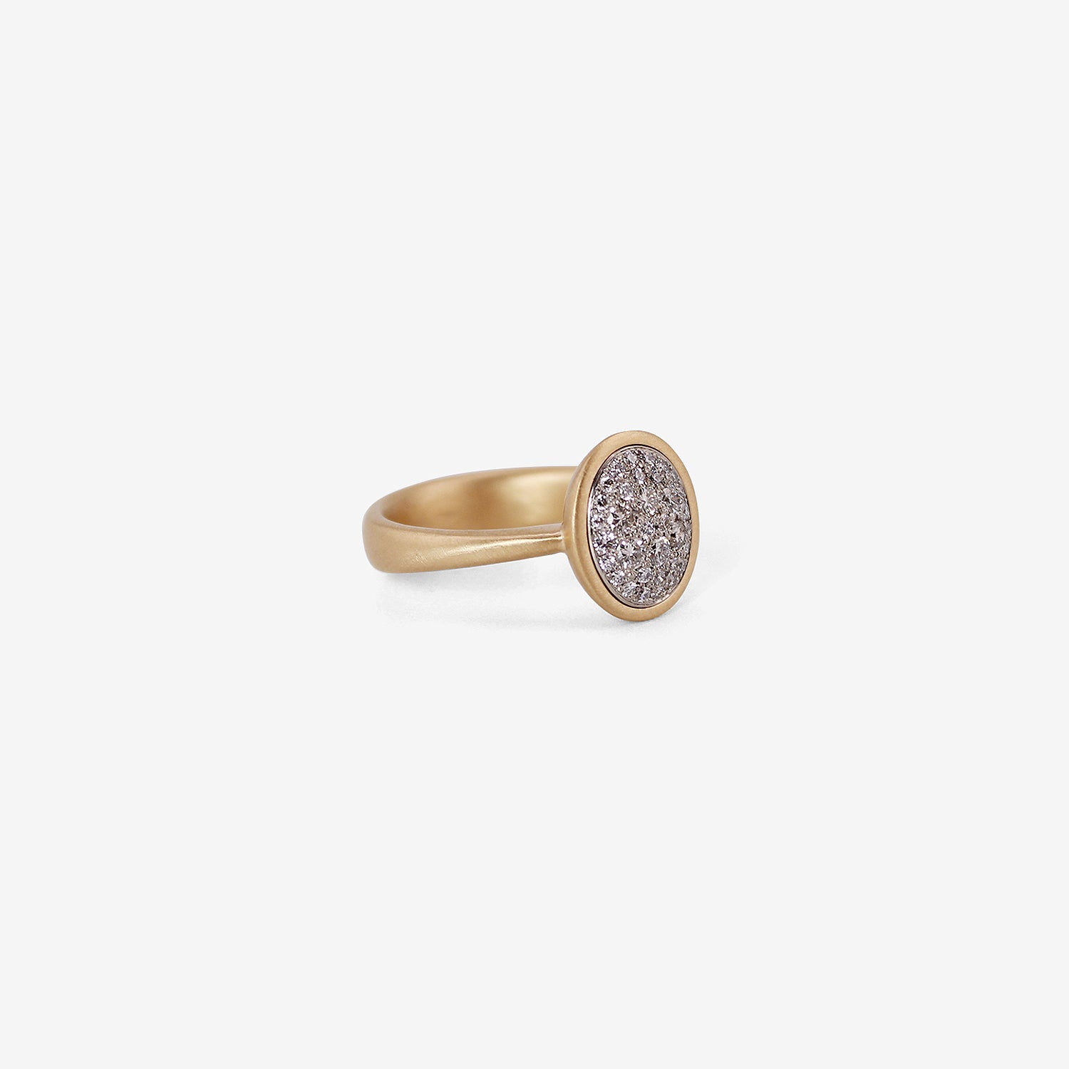 NICOLE LANDAW 14K & PLATINUM OVAL PAVE RING, .38CT