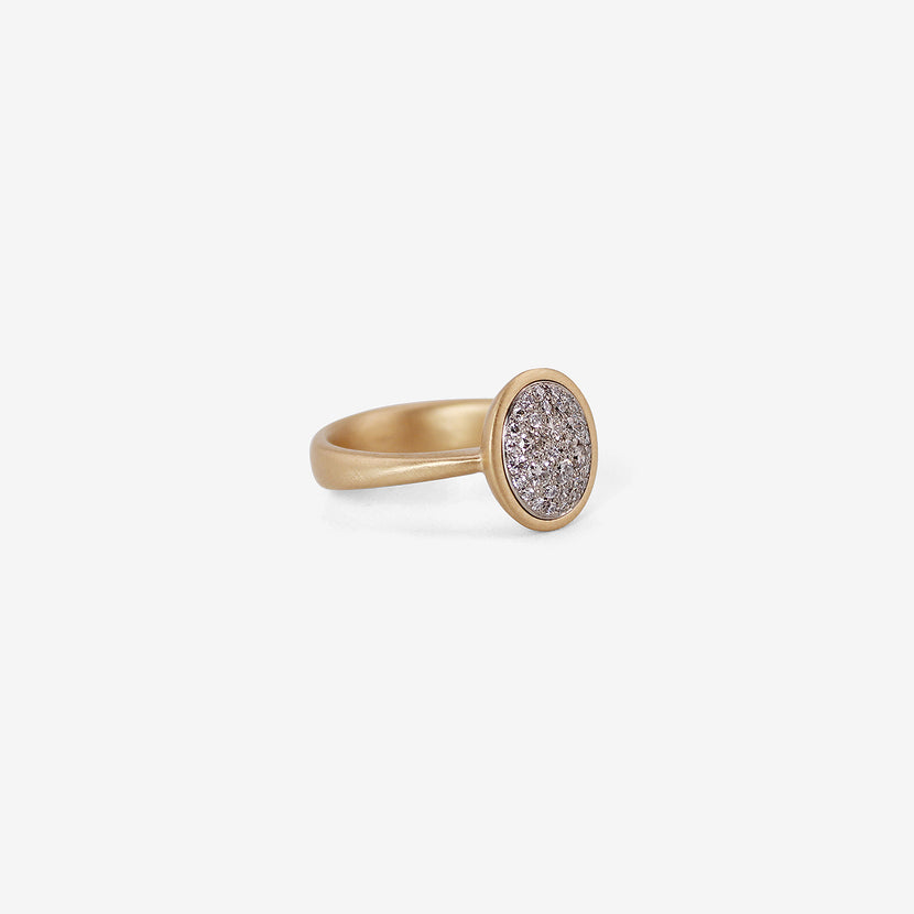 NICOLE LANDAW 14K & PLATINUM OVAL PAVE RING, .38CT
