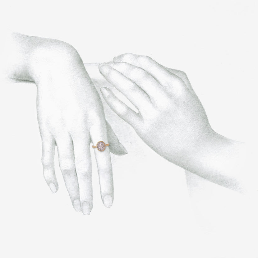 NICOLE LANDAW 14K & PLATINUM OVAL PAVE RING, .38CT