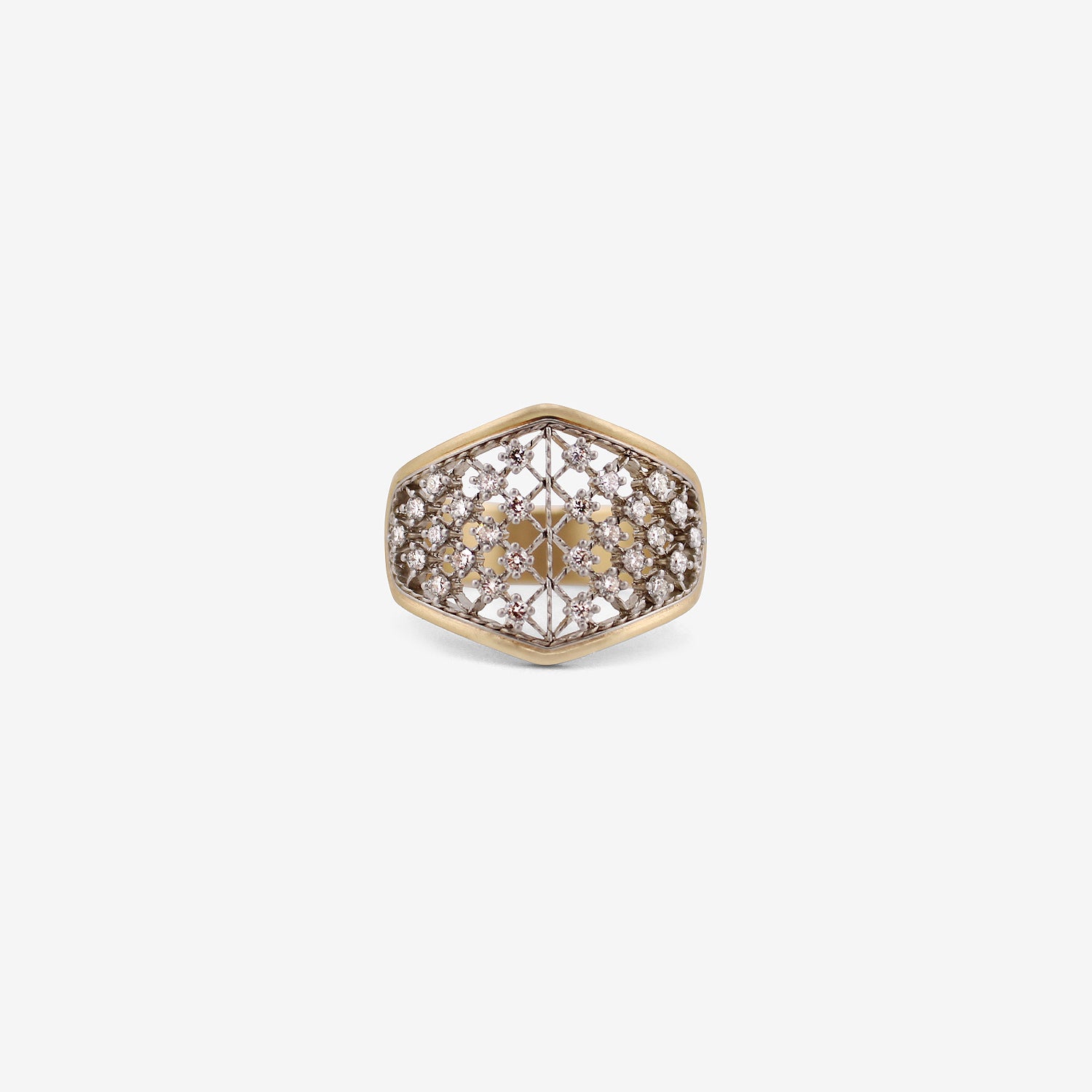 NIKOLLE RADI 18K & PLATINUM CORSET RING WITH WHITE DIAMONDS