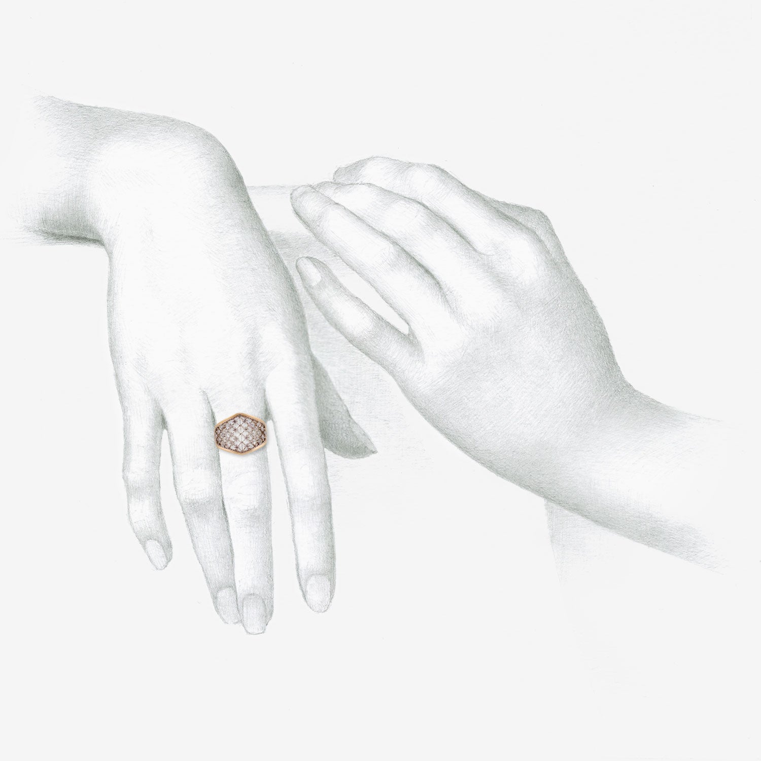 NIKOLLE RADI 18K & PLATINUM CORSET RING WITH WHITE DIAMONDS