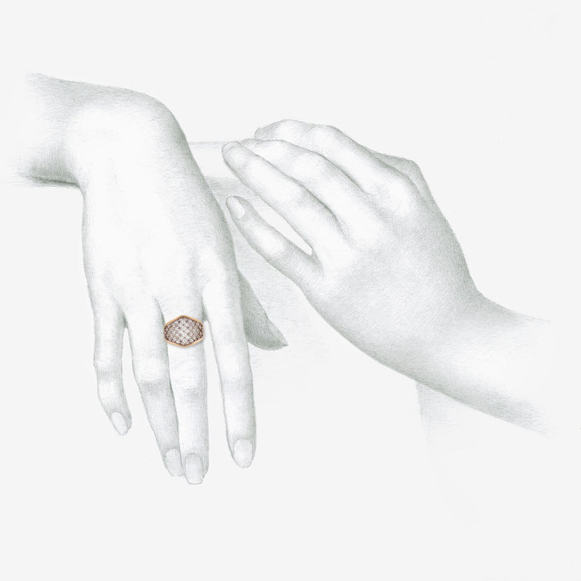 NIKOLLE RADI 18K & PLATINUM CORSET RING WITH WHITE DIAMONDS