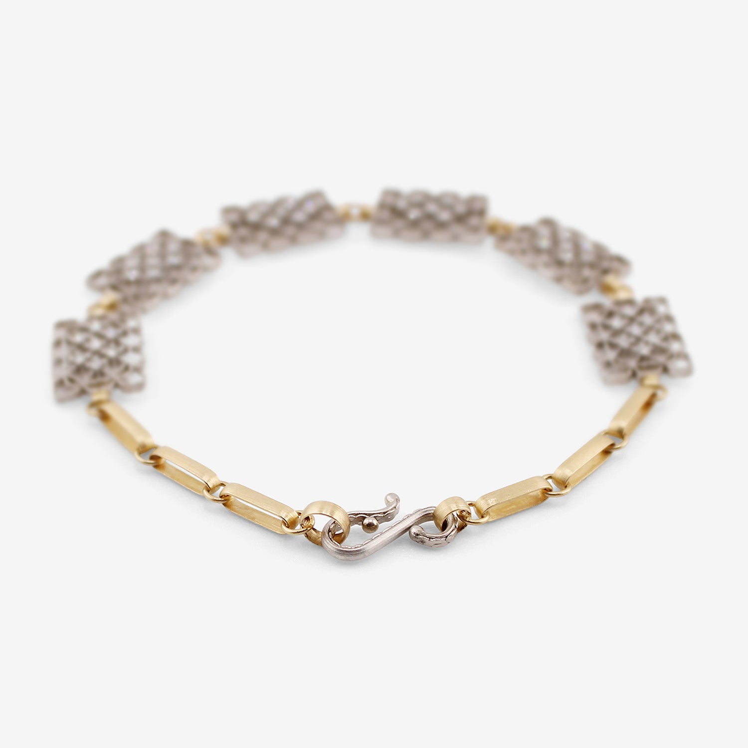 NIKOLLE RADI 18K & PLATINUM LACY CHAIN BRACELET WITH WHITE DIAMONDS