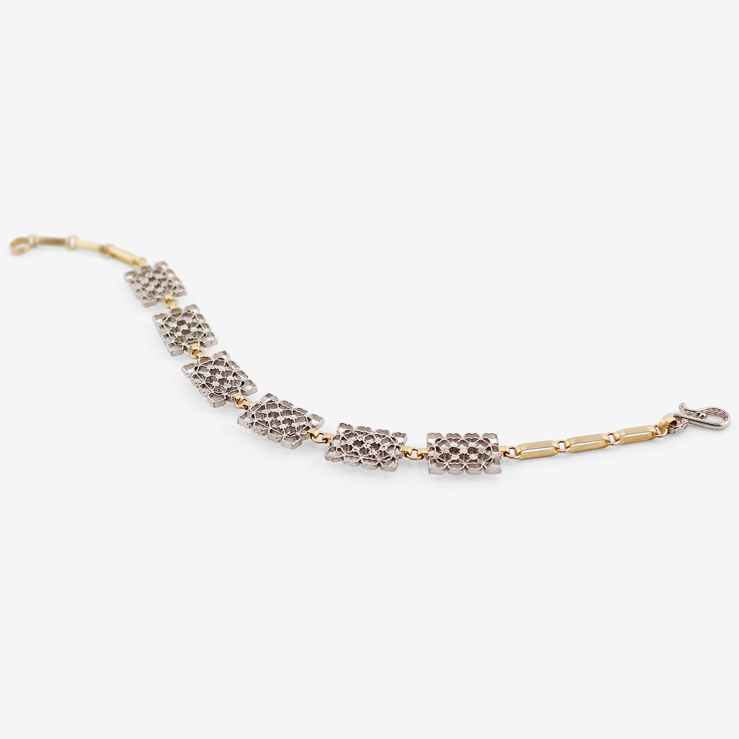 NIKOLLE RADI 18K & PLATINUM LACY CHAIN BRACELET WITH WHITE DIAMONDS