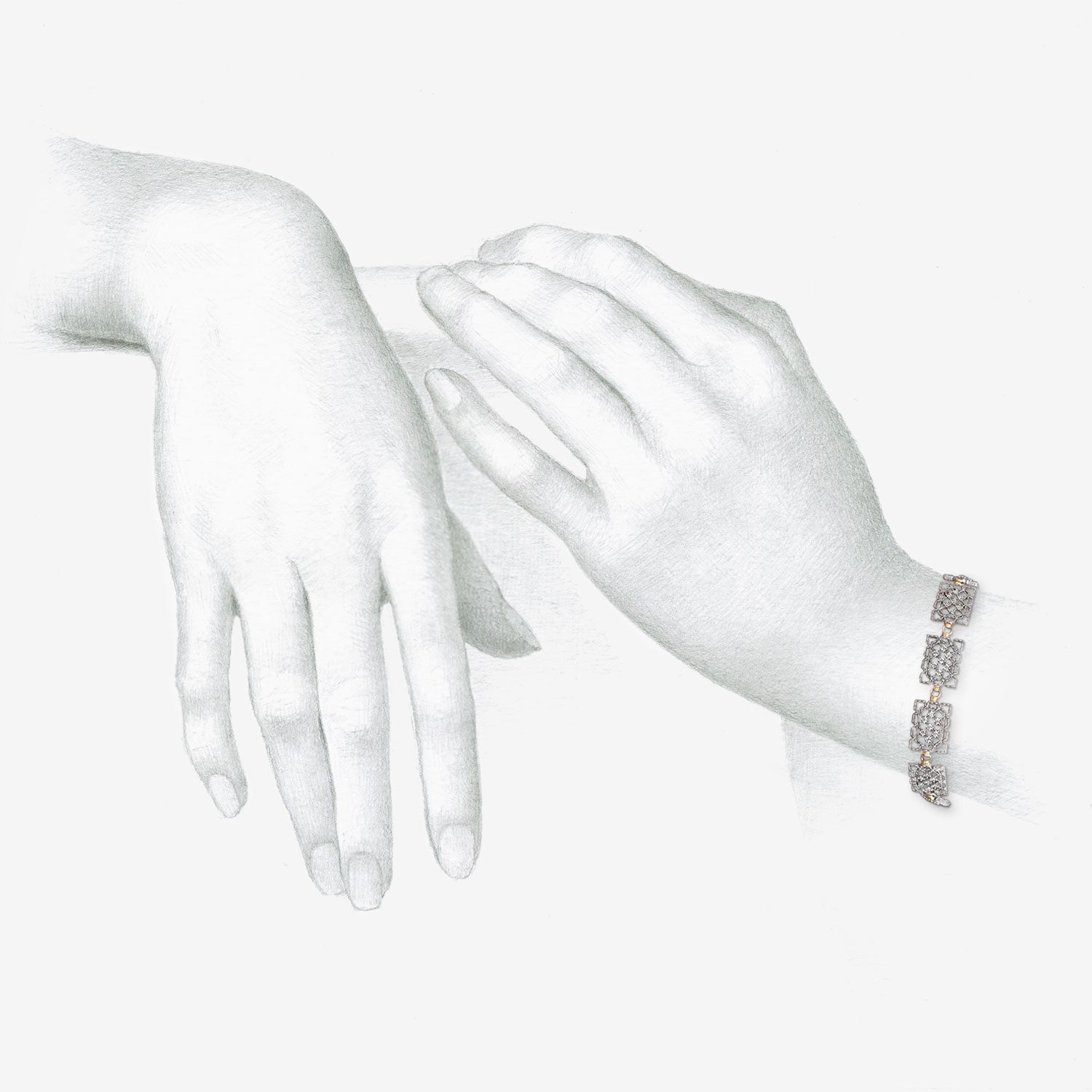 NIKOLLE RADI 18K & PLATINUM LACY CHAIN BRACELET WITH WHITE DIAMONDS