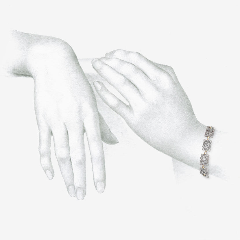 NIKOLLE RADI 18K & PLATINUM LACY CHAIN BRACELET WITH WHITE DIAMONDS