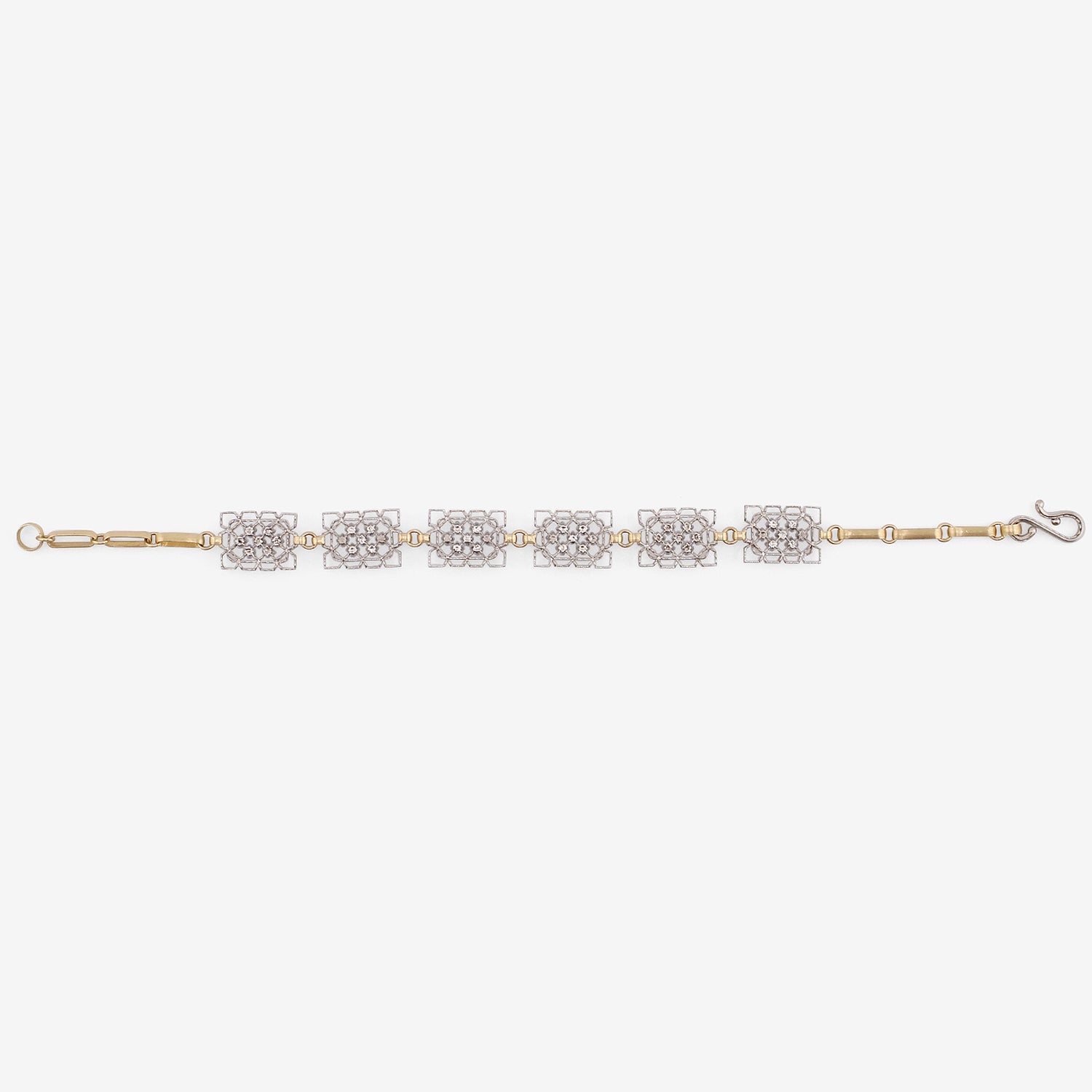 NIKOLLE RADI 18K & PLATINUM LACY CHAIN BRACELET WITH WHITE DIAMONDS