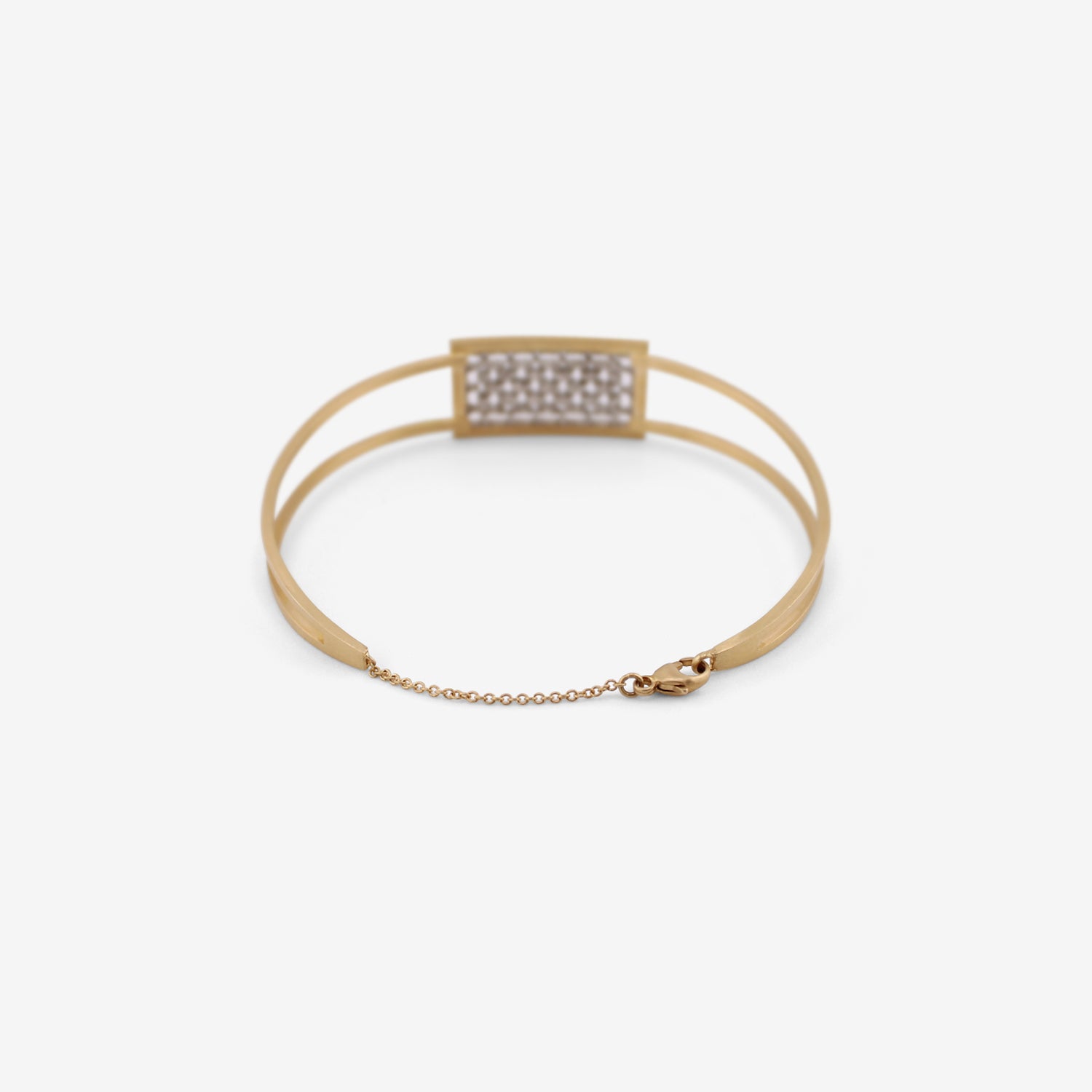 NIKOLLE RADI 18K & PLATINUM SQUARE CUFF BRACELET WITH PAVÉ WHITE DIAMOND HALO