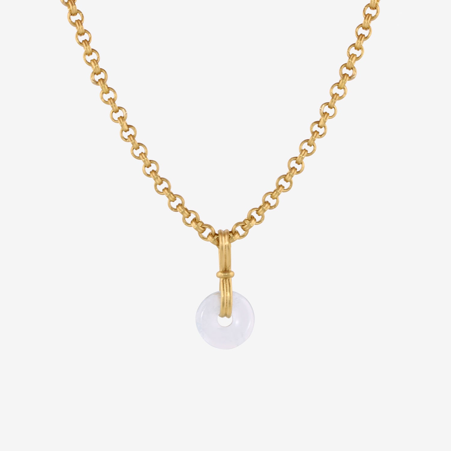 PROUNIS 22K & AQUAMARINE BABY DISCUS PENDANT