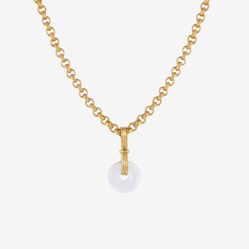 PROUNIS 22K & AQUAMARINE BABY DISCUS PENDANT