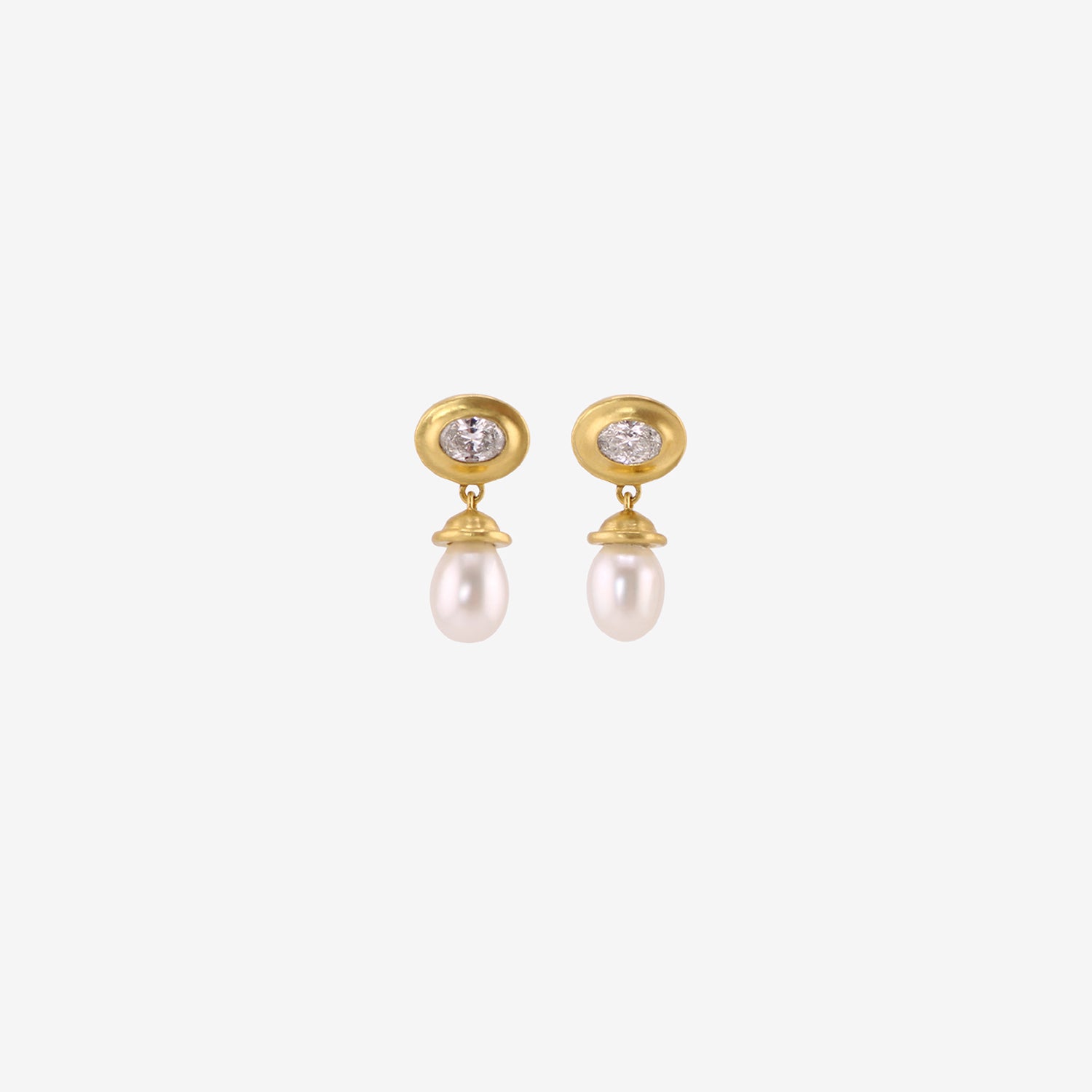PROUNIS 22K & DIAMOND ALABASTRA EARRINGS WITH KESHI PEARLS