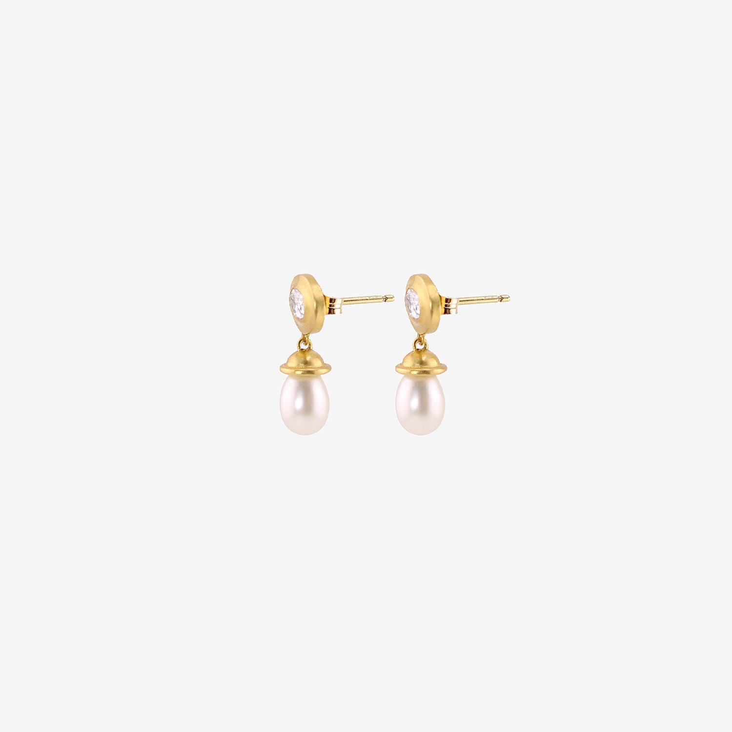 PROUNIS 22K & DIAMOND ALABASTRA EARRINGS WITH KESHI PEARLS