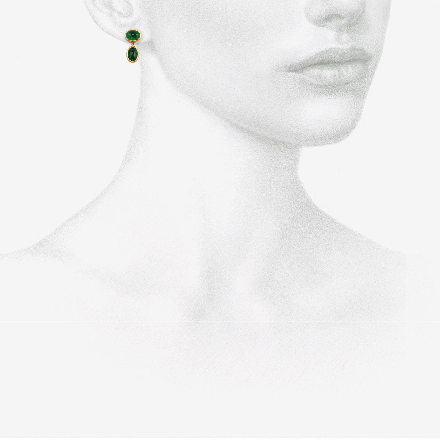 PROUNIS 22K & EMERALD SMALL AMPHORA EARRINGS