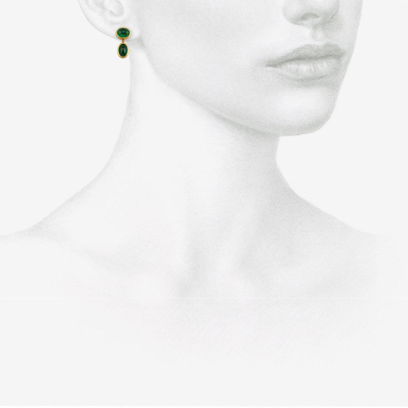 PROUNIS 22K & EMERALD SMALL AMPHORA EARRINGS