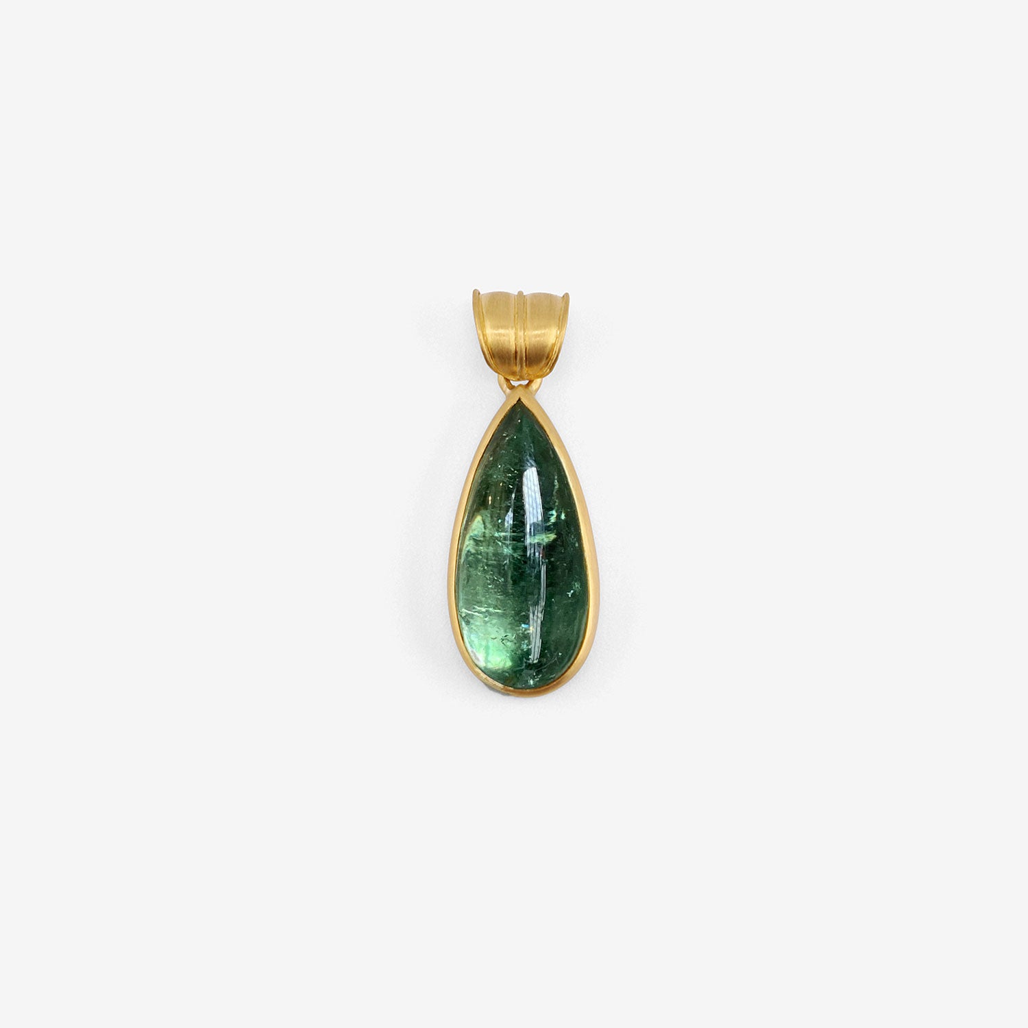 PROUNIS 22K & GREEN TOURMALINE ELONGATED TEARDROP-SHAPED PENDANT