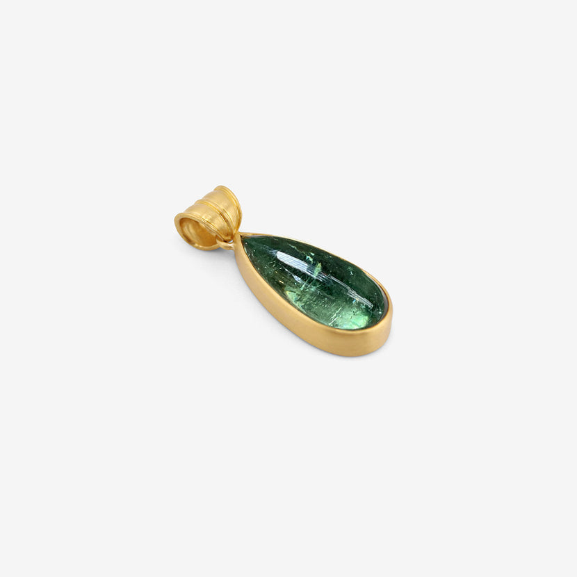 PROUNIS 22K & GREEN TOURMALINE ELONGATED TEARDROP-SHAPED PENDANT
