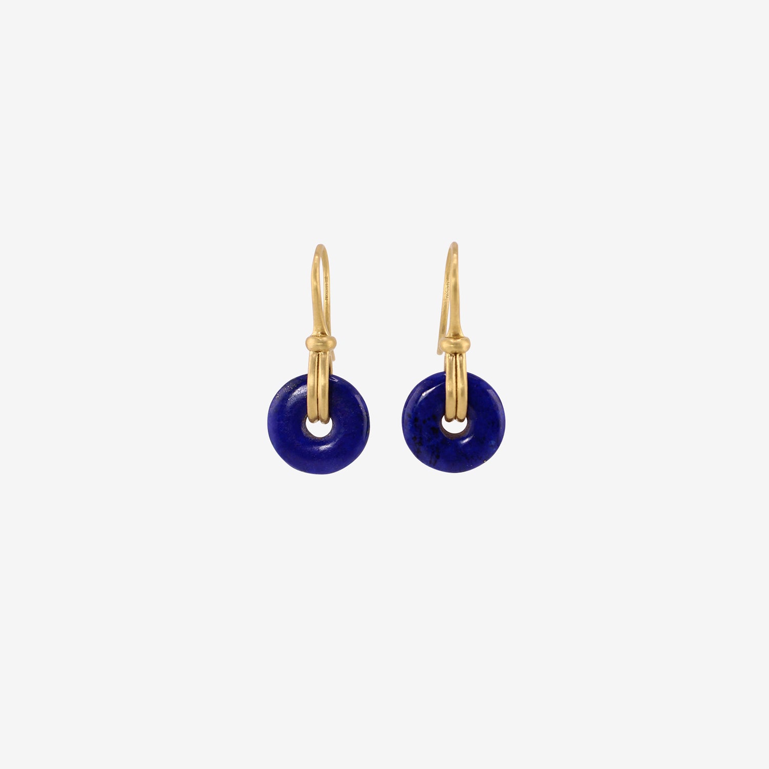 PROUNIS 22K & LAPIS SMALL DISCUS EARRINGS