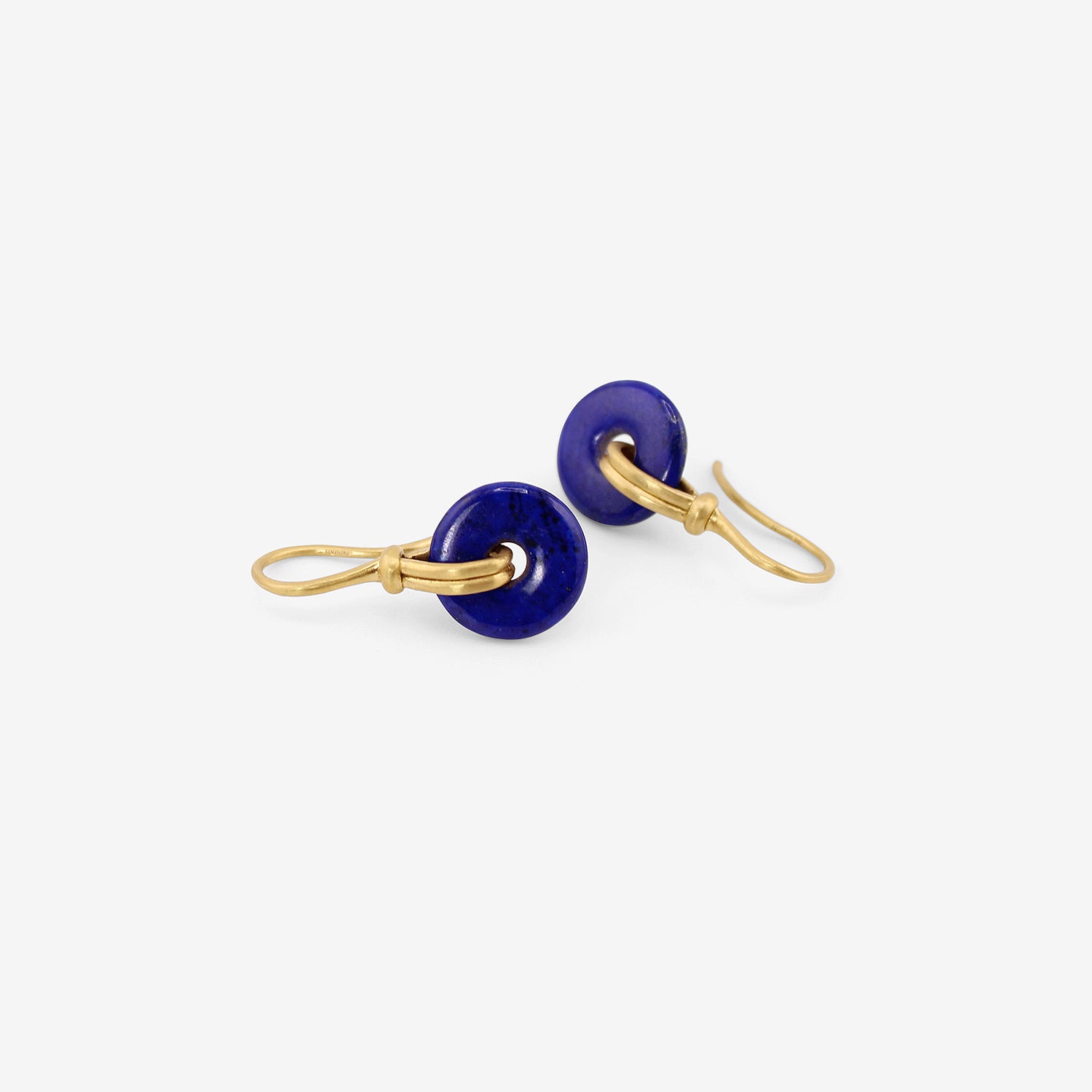 PROUNIS 22K & LAPIS SMALL DISCUS EARRINGS