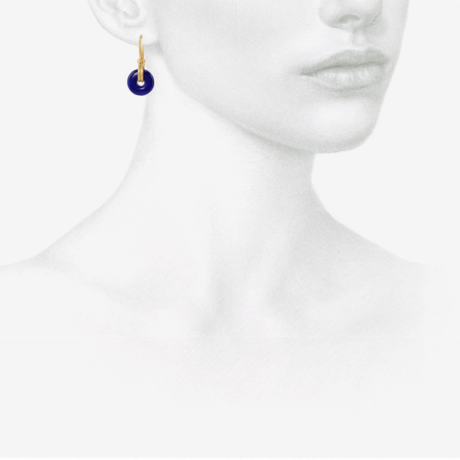 PROUNIS 22K & LAPIS SMALL DISCUS EARRINGS