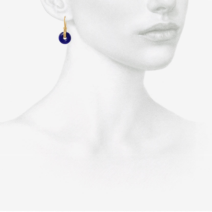 PROUNIS 22K & LAPIS SMALL DISCUS EARRINGS