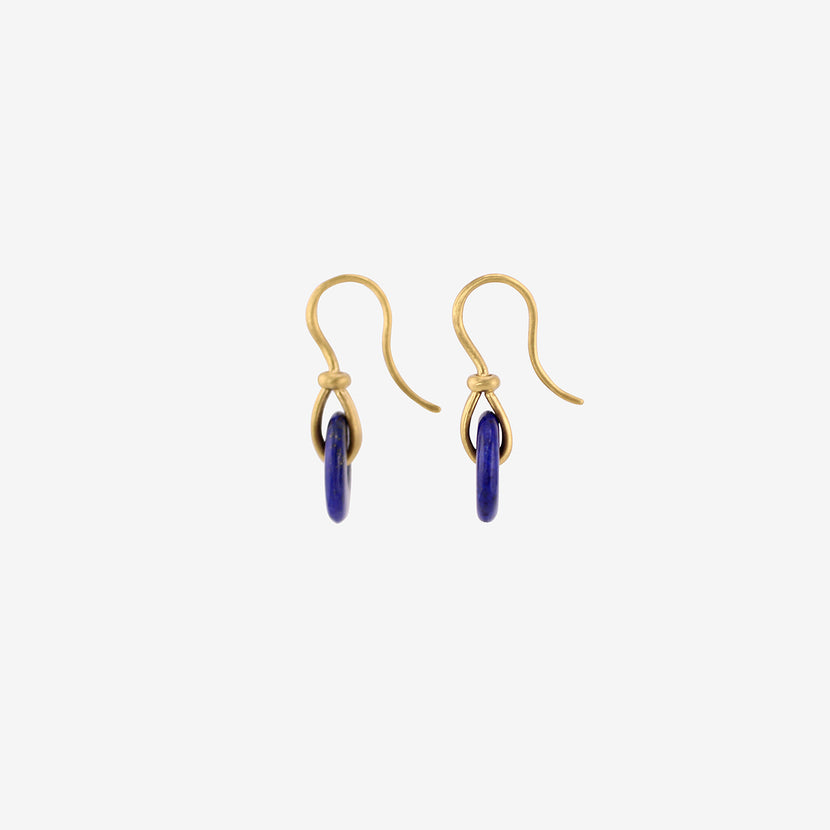 PROUNIS 22K & LAPIS SMALL DISCUS EARRINGS