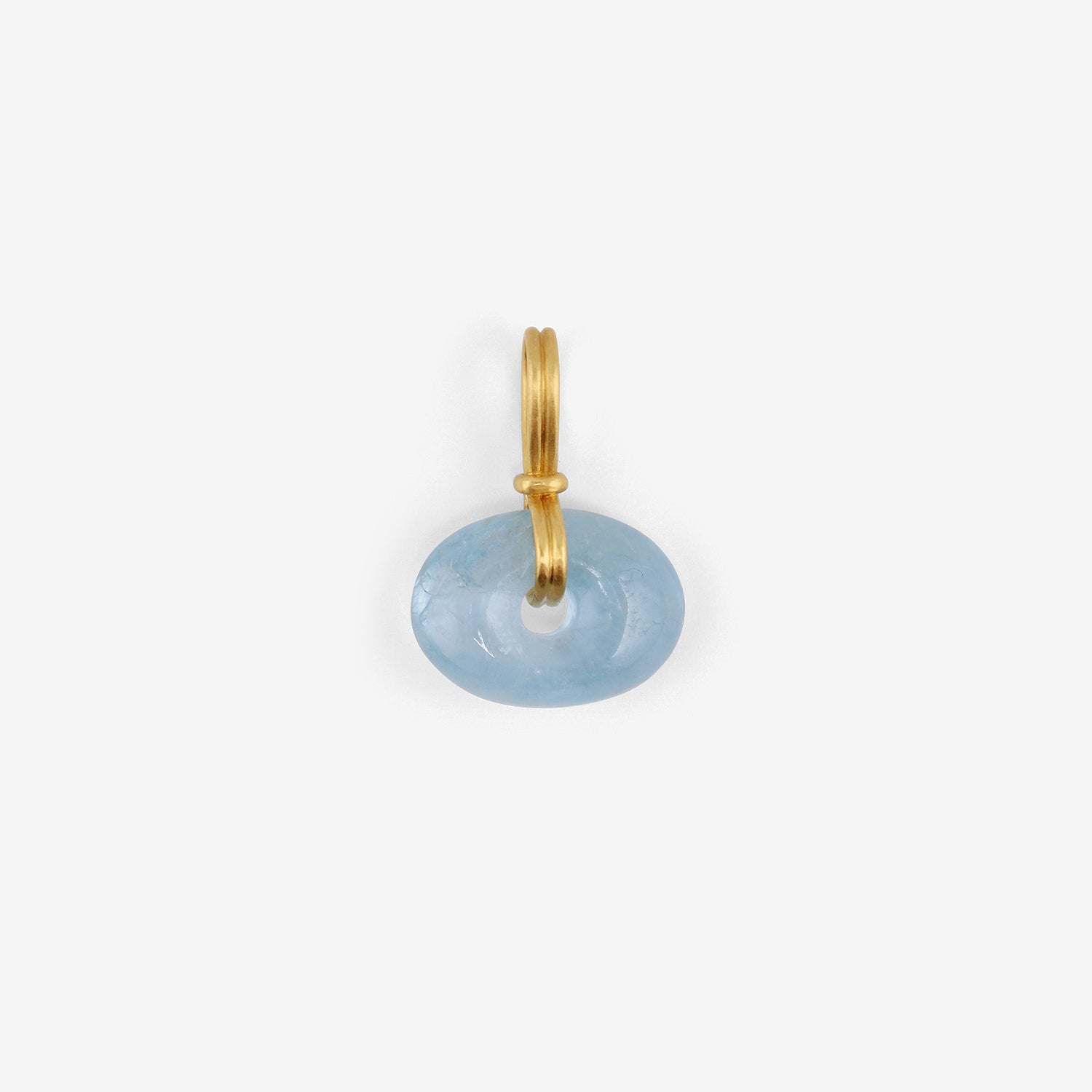 PROUNIS 22K & OVAL AQUAMARINE DONUT PENDANT