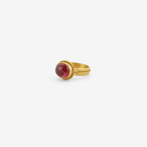 PROUNIS 22K & OVAL ROSE TOURMALINE MEDIUM NAUTA RING