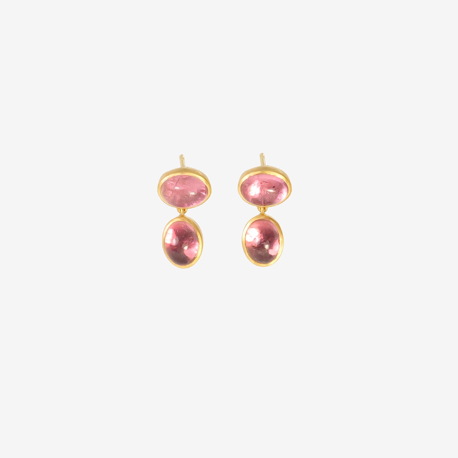 PROUNIS 22K & PINK TOURMALINE SMALL AMPHORA EARRINGS