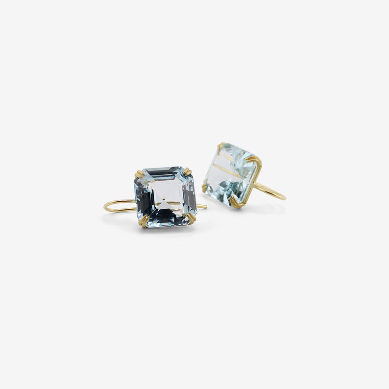 ROSANNE PUGLIESE 18K & LIGHT BLUE TOPAZ CUBE EARRINGS, 29CT