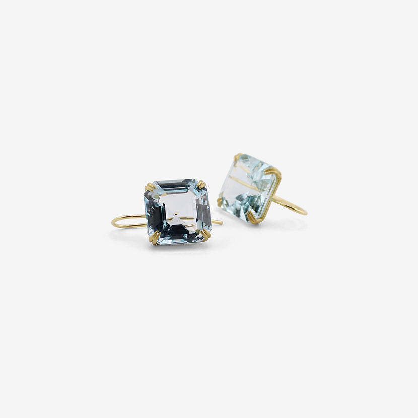 ROSANNE PUGLIESE 18K & LIGHT BLUE TOPAZ CUBE EARRINGS, 29CT