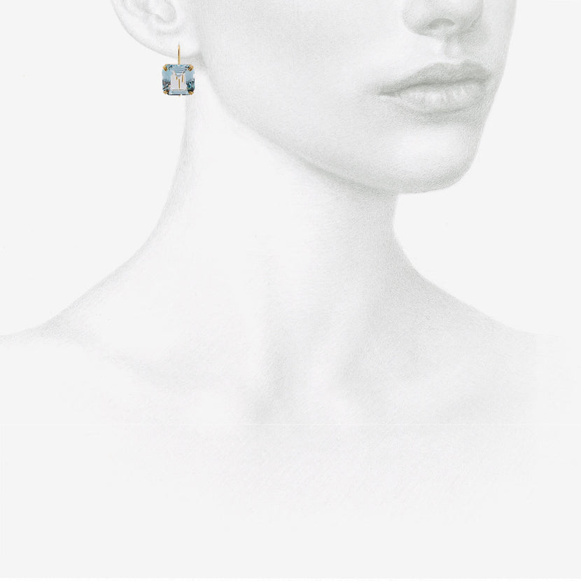 ROSANNE PUGLIESE 18K & LIGHT BLUE TOPAZ CUBE EARRINGS, 29CT