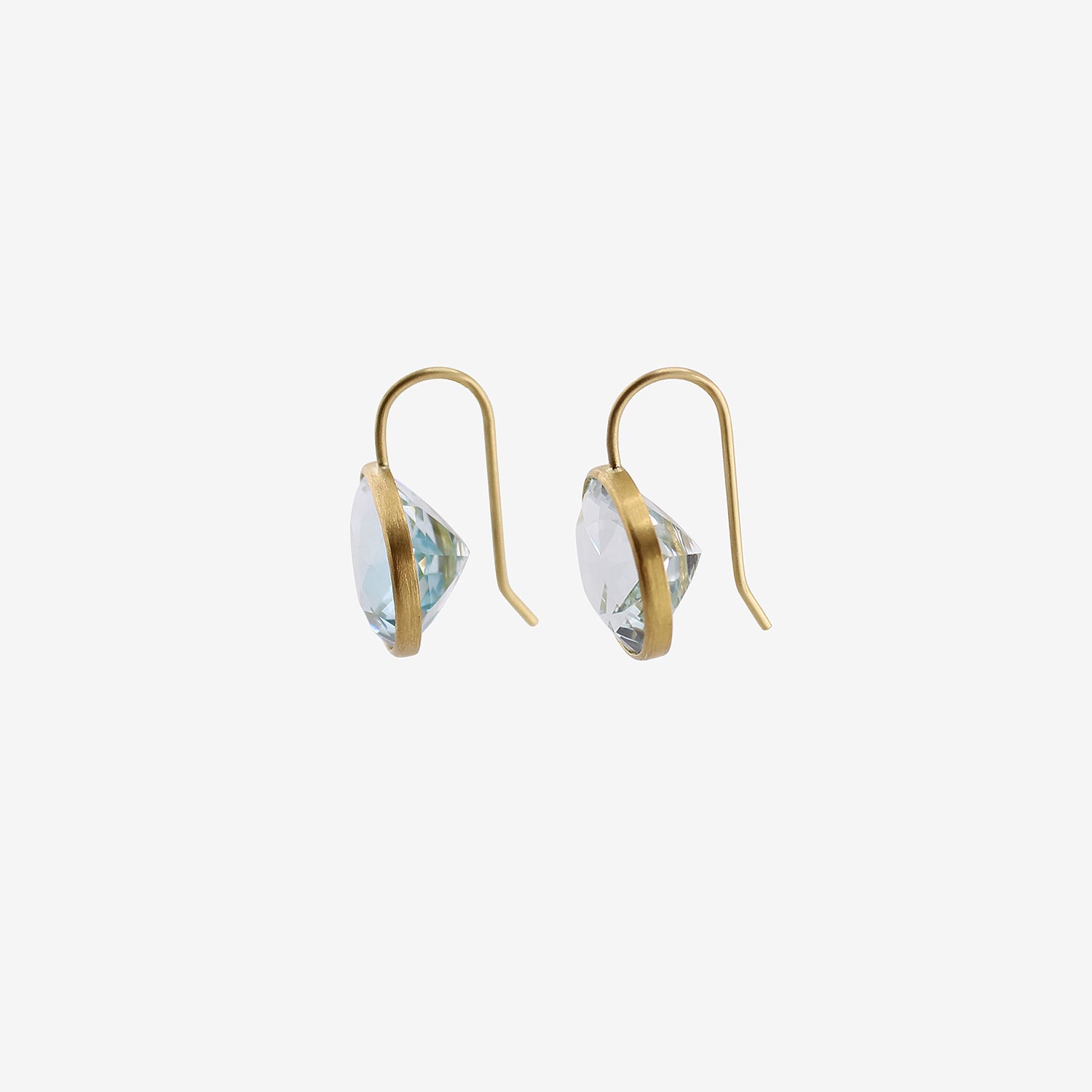 ROSANNE PUGLIESE 22K & FACETED OVAL LIGHT BLUE TOPAZ EAST/WEST EARRINGS, 19CT