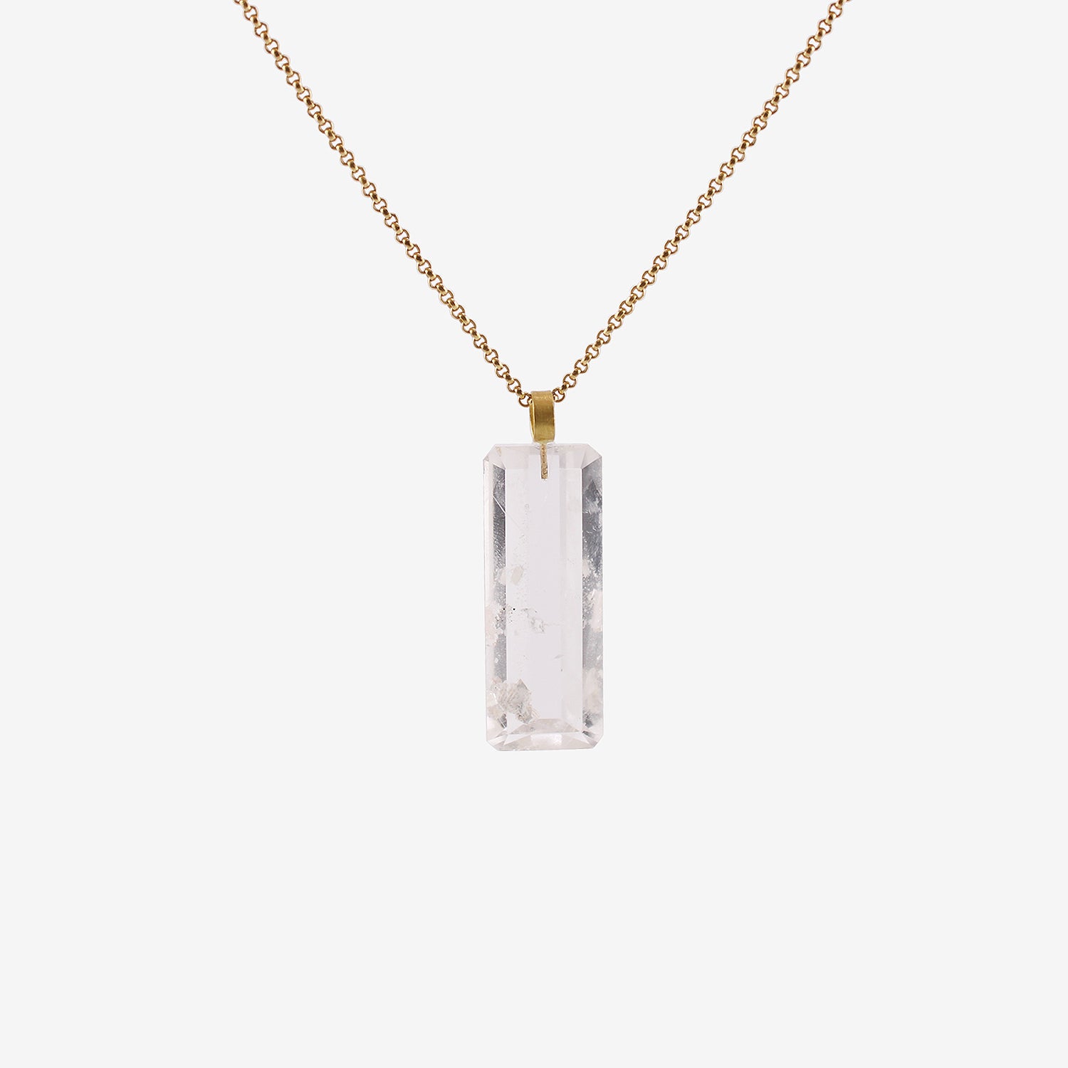 ROSANNE PUGLIESE 22K & EMERALD-CUT PHANTOM QUARTZ PENDANT, 49CT