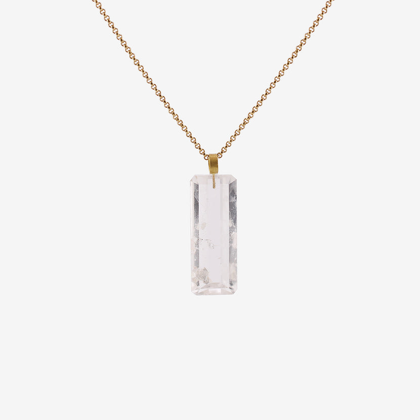 ROSANNE PUGLIESE 22K & EMERALD-CUT PHANTOM QUARTZ PENDANT, 49CT