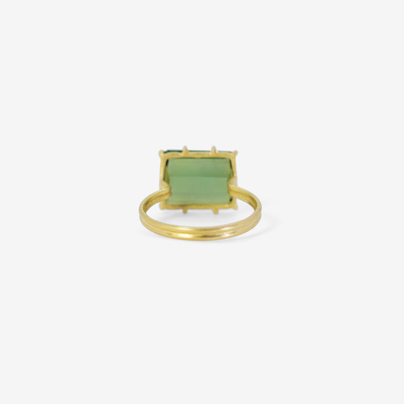 ROSANNE PUGLIESE 18K & EMERALD-CUT GREEN TOURMALINE EAST/WEST RING
