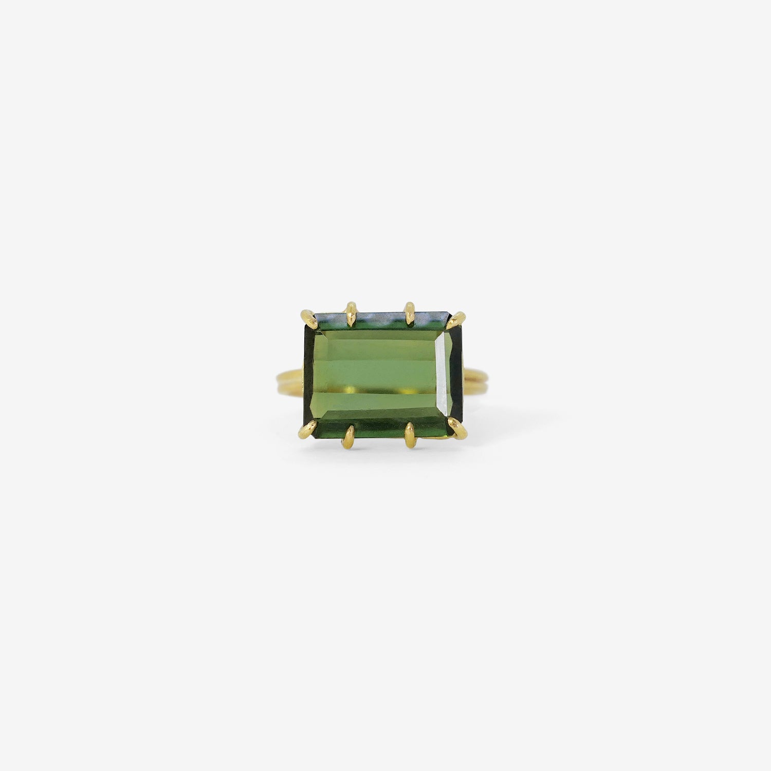 ROSANNE PUGLIESE 18K & EMERALD-CUT GREEN TOURMALINE EAST/WEST RING