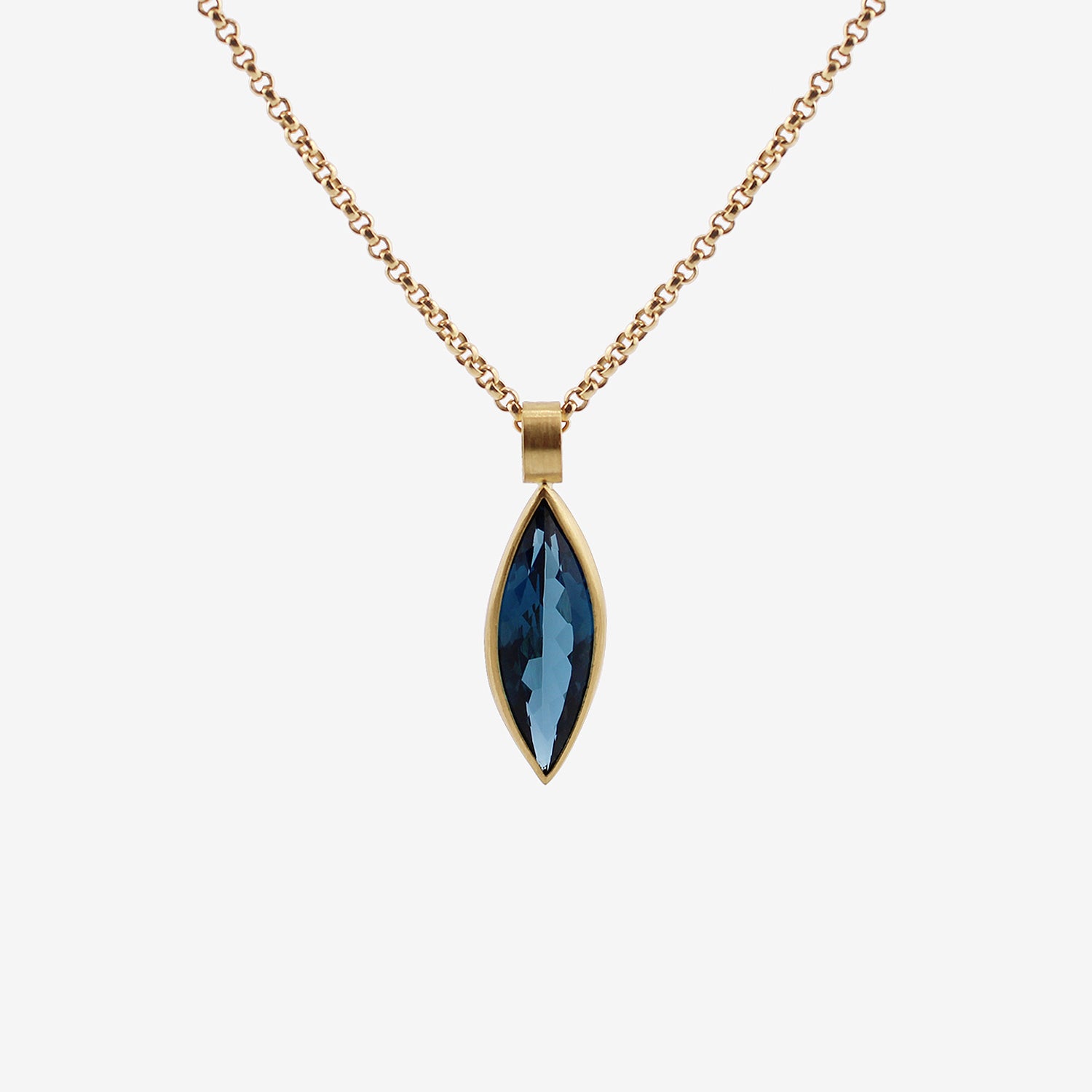 ROSANNE PUGLIESE 22K & MARQUIS-CUT LONDON BLUE TOPAZ PENDANT