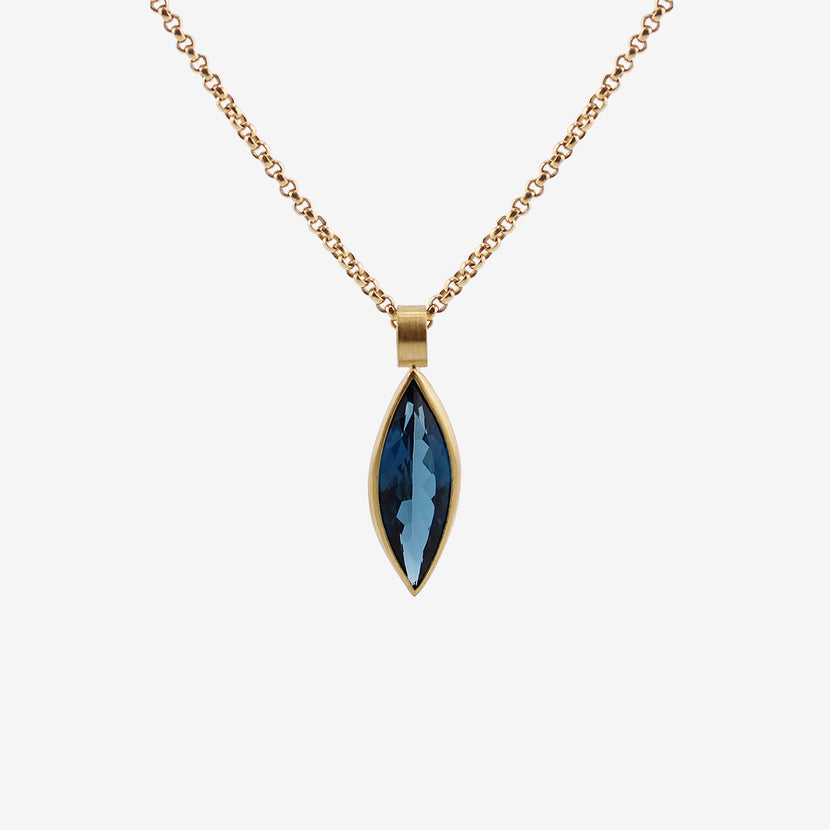 ROSANNE PUGLIESE 22K & MARQUIS-CUT LONDON BLUE TOPAZ PENDANT