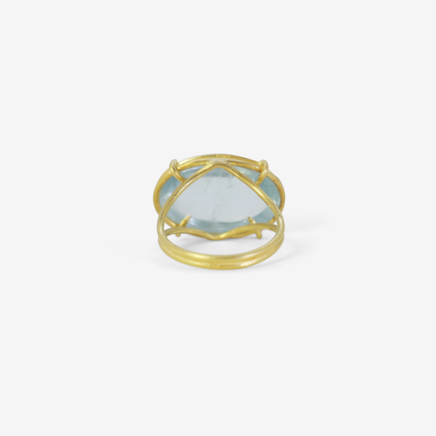 ROSANNE PUGLIESE 18K & OVAL CABOCHON AQUAMARINE EAST/WEST RING