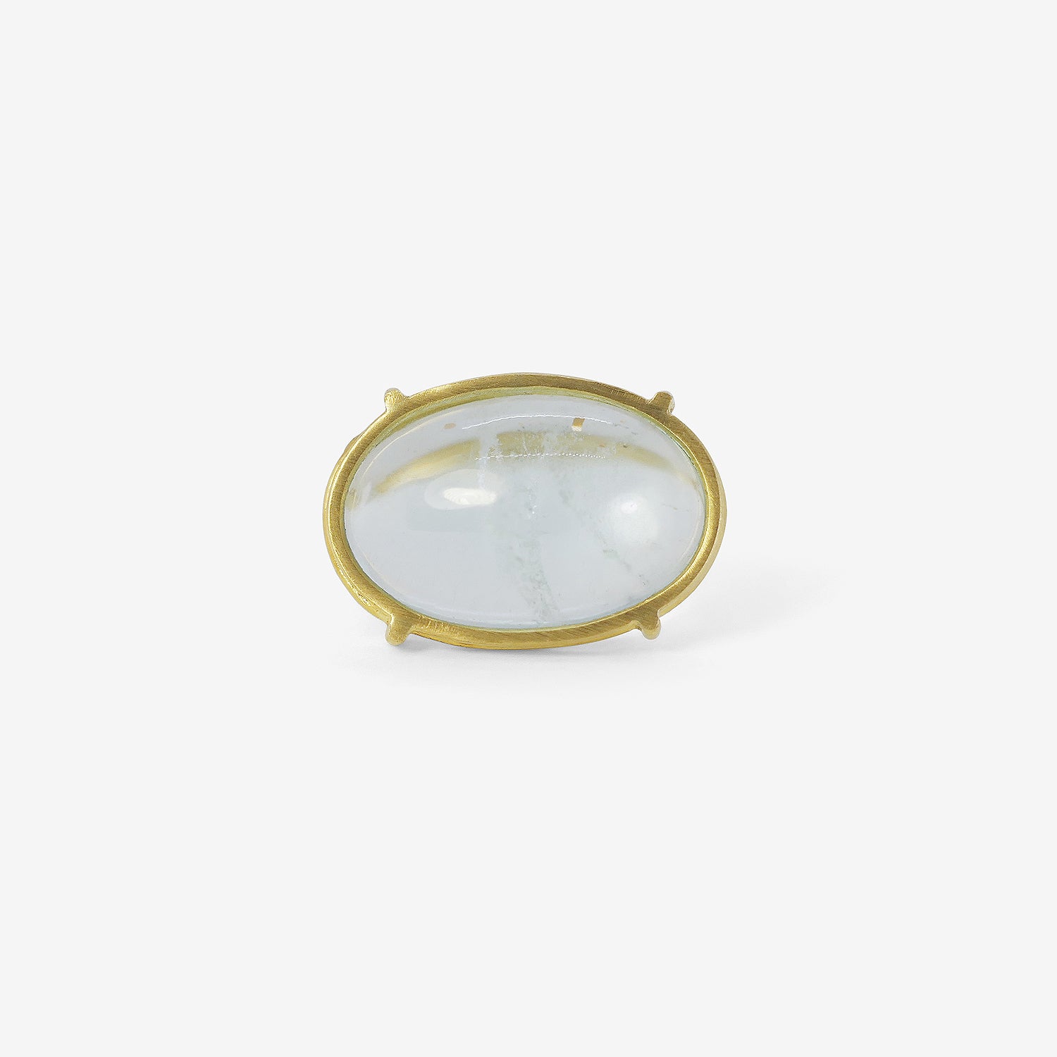ROSANNE PUGLIESE 18K & OVAL CABOCHON AQUAMARINE EAST/WEST RING