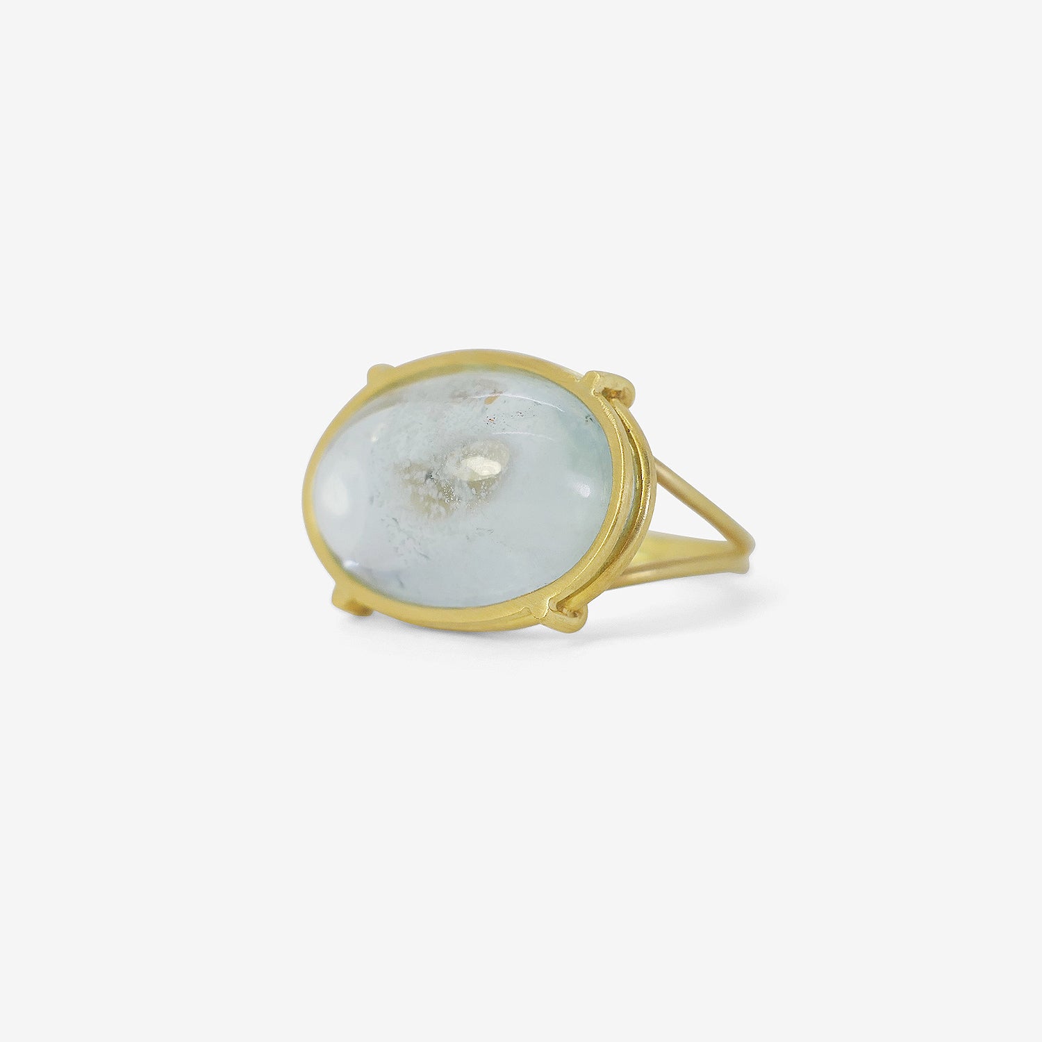 ROSANNE PUGLIESE 18K & OVAL CABOCHON AQUAMARINE EAST/WEST RING