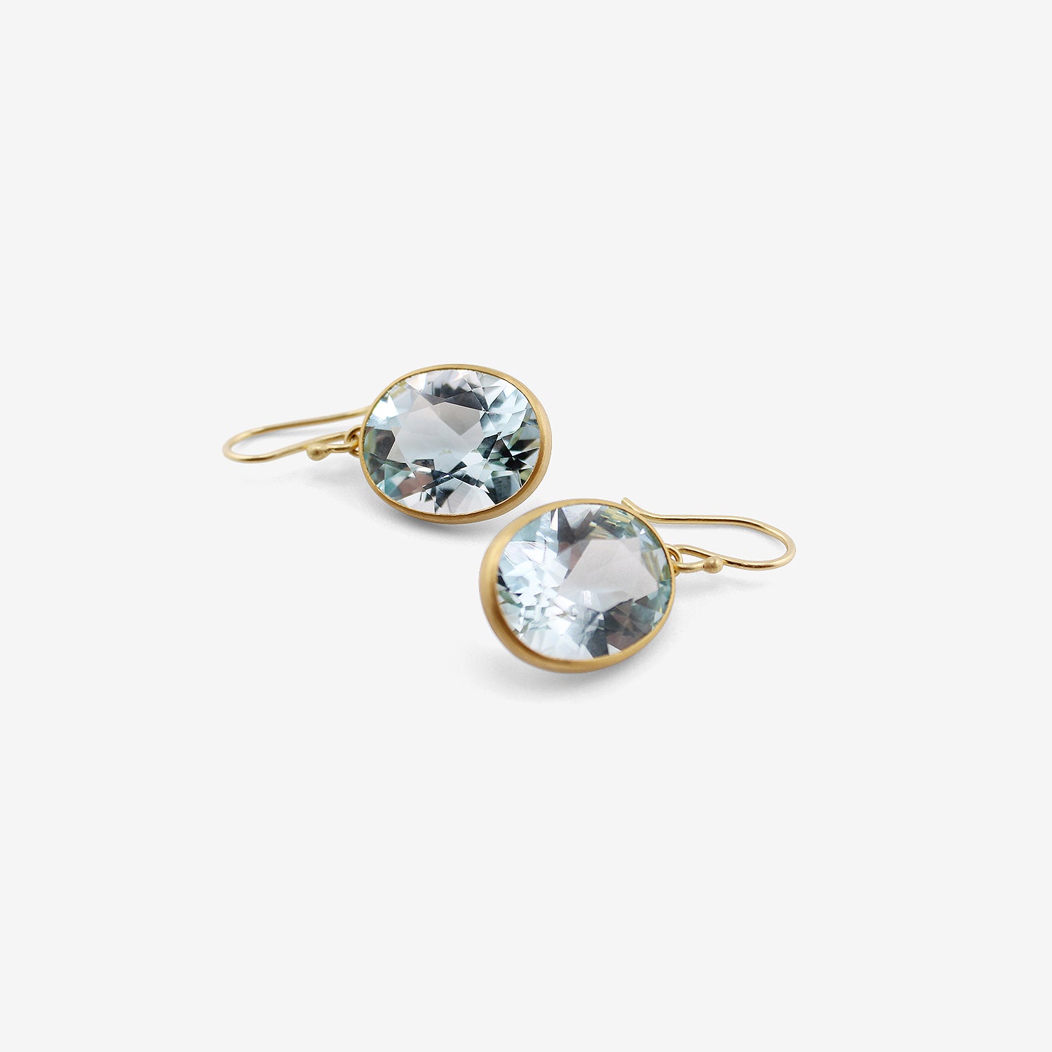 ROSANNE PUGLIESE 22K & FACETED OVAL LIGHT BLUE TOPAZ NORTH/SOUTH EARRINGS, 30CT
